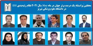 فهرست محققین ُپراستنادِ يک درصدِ برتر جهان در ماه May سال 2021 نظام رتبه‌بندی ESI يا همان Essential Science Indicators